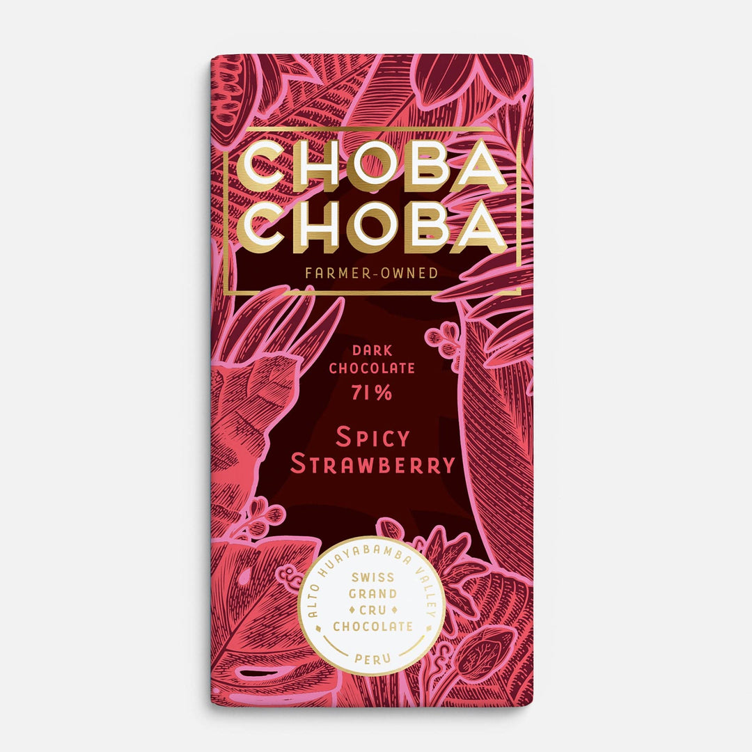 Biologisches Schokolade Spicy Strawberry von Choba Choba I www.bio-vivo.ch