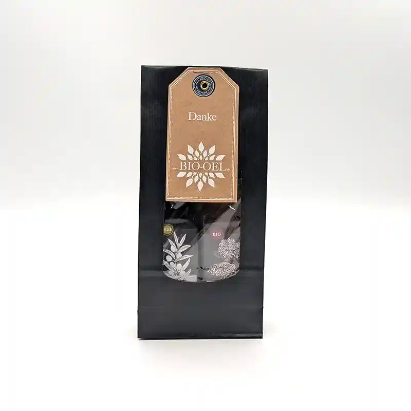 Geschenkset Mini von der Ölmühle Solling mit Bio Olivenöl und Holunderblütenessig I www.bio-vivo.ch