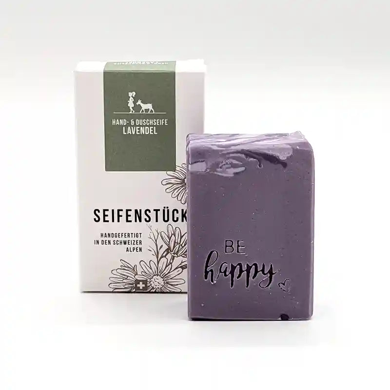 Be happy, die Lavendel Hand- und Duschseife von seifenstueck.ch bei www. bio-vivo.ch