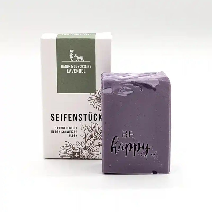 Be happy, die Lavendel Hand- und Duschseife von seifenstueck.ch bei www. bio-vivo.ch