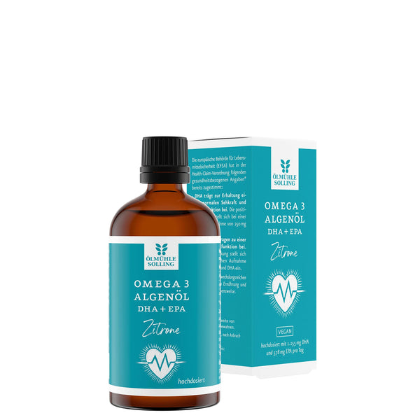 Omega 3 Algenöl Zitrone mit DHA + EPA