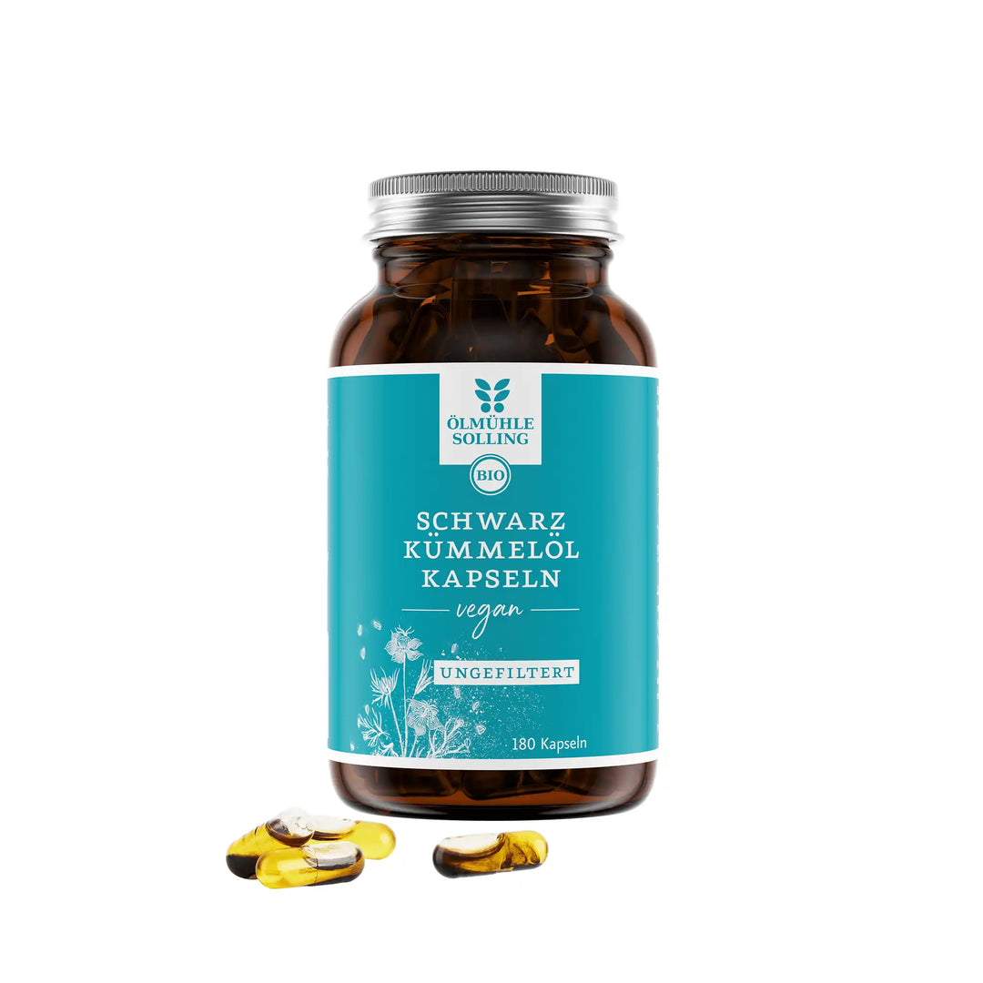Ungefiltertes Schwarzkümmelöl in veganen Kapseln I Ölmühle Solling I www.bio-vivo.ch